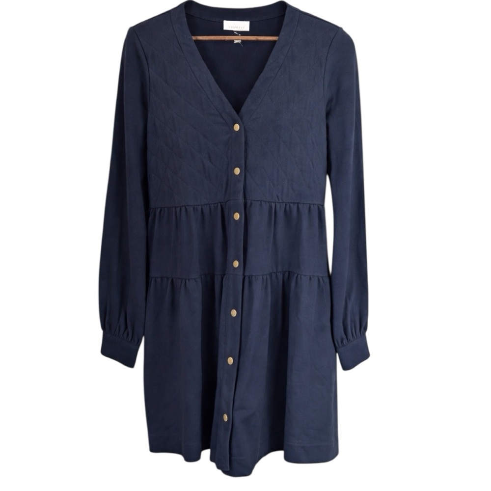 Sundays we are Sundays  Navy Tiered Button Front Dress Women’s  Size Small
